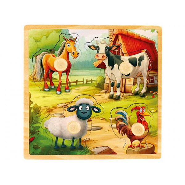 Деревянная игрушка. Рамка-вкладыш Животные деревни
