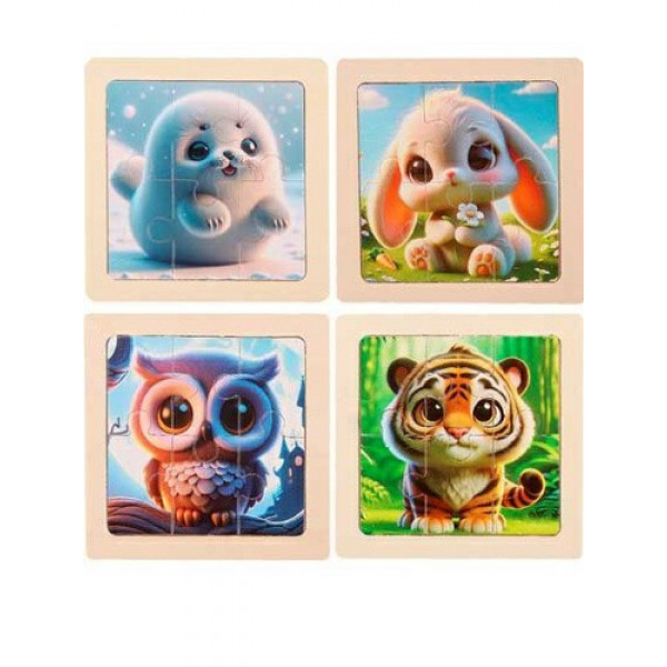 Деревянная игрушка. пазл-рамка Милые животные-3