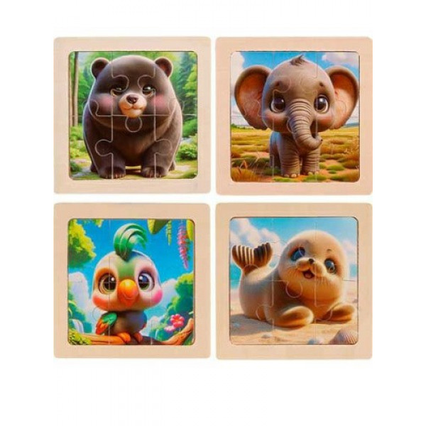 Деревянная игрушка. пазл-рамка Милые животные-4