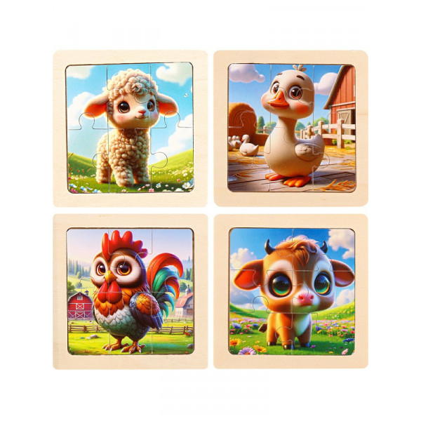 Деревянная игрушка. пазл-рамка Жители фермы
