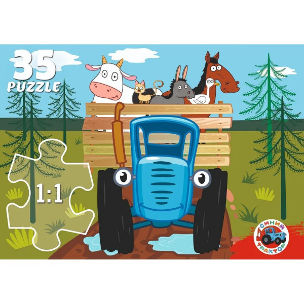 Пазлы 35 Синий Трактор