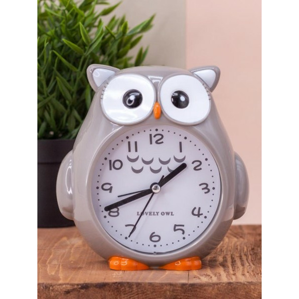 Часы- будильник Lovely owl, gray