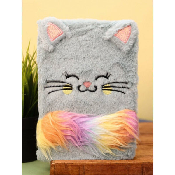 Блокнот плюшевый "Sleeping cat" gray (21,5*14,5)