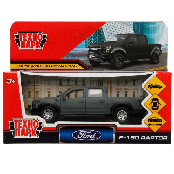 Машина мет FORD F150 RAPTOR SOFT 12 см двери.баг. серый