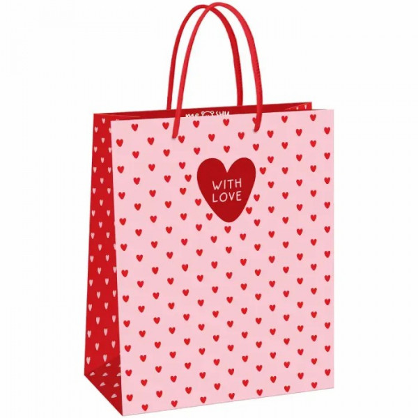 Пакет подарочный 26*32 MESHU "Heart pattern" мат.ламин.