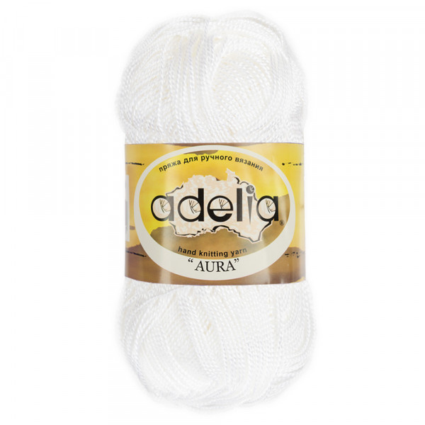 Пряжа ADELIA "AURA" №001 100% акрил *50г, 250м Белый