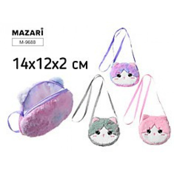 Сумочка пушистая CAT, через плечо, на молнии, размер 14х12х2см, ассорти 3 цвета