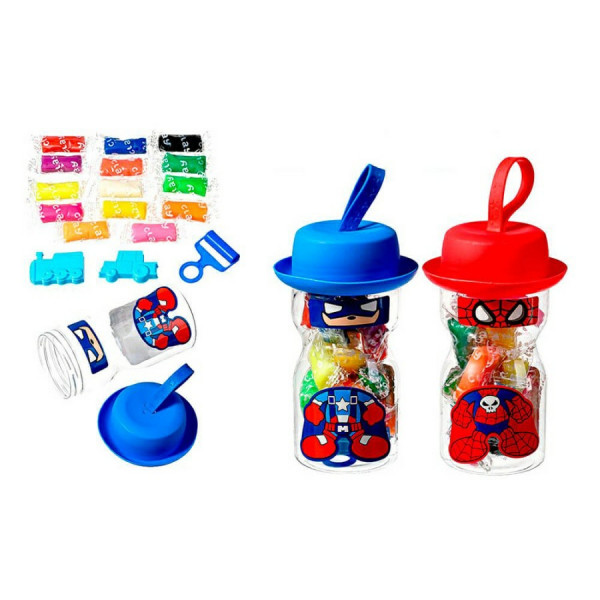 Тесто д/лепки Супермен 14цв. по 9,5г формочки 3шт. пластик. банка