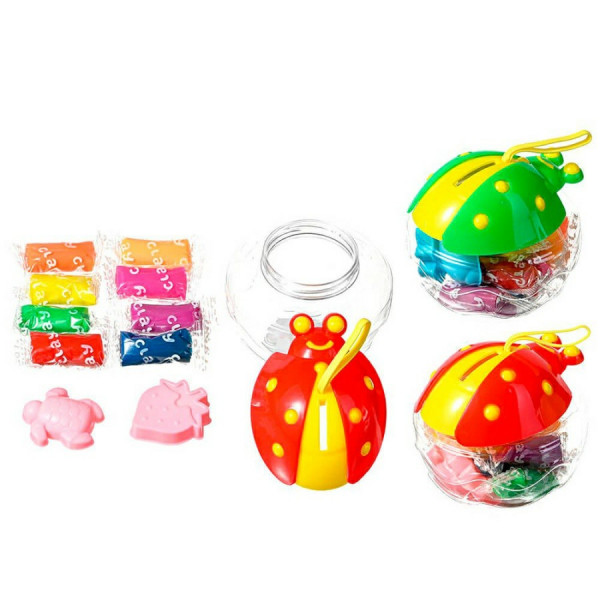 Тесто д/лепки Божья коровка 8цв. по 8г формочки 2шт. пластик. банка