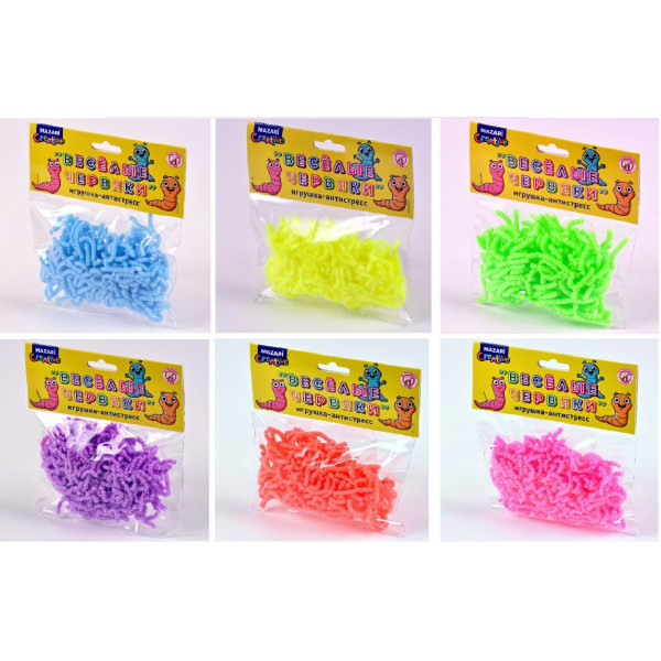 Игрушка-антистресс ВЕСЕЛЫЕ ЧЕРВЯКИ 40 г, 6 цветов в ассортименте