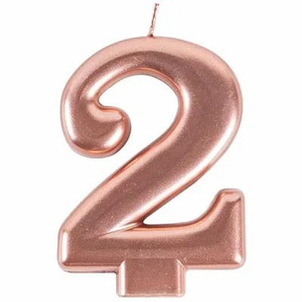 Свеча-цирфа "2" Розовое золото 8см.