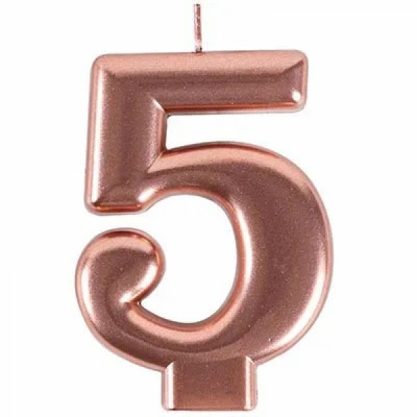 Свеча-цирфа "5" Розовое золото 8см.