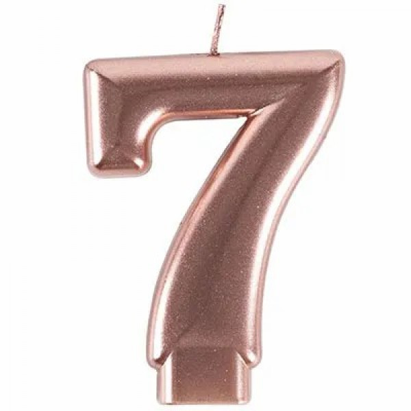 Свеча-цирфа "7" Розовое золото 8см.