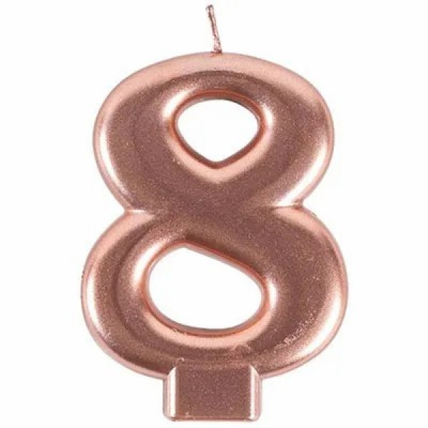 Свеча-цирфа "8" Розовое золото 8см.