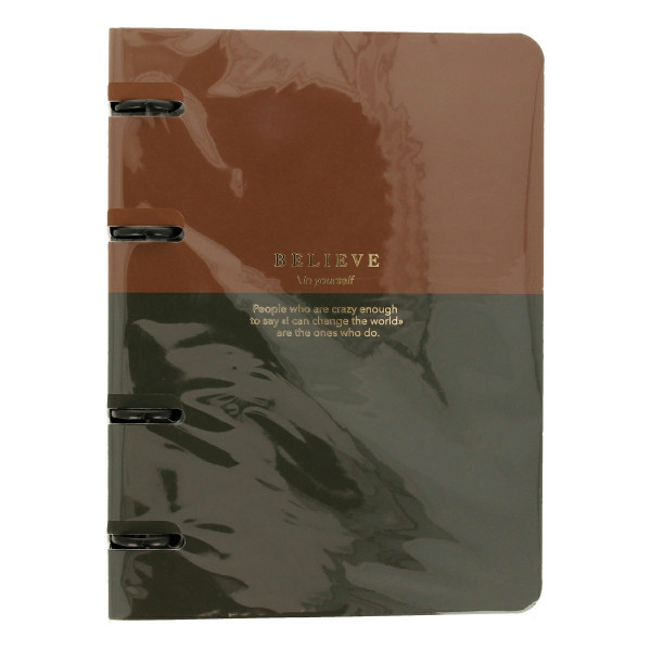 Тетрадь 155*212мм 80л., кл., на кольцах "Believe" корич