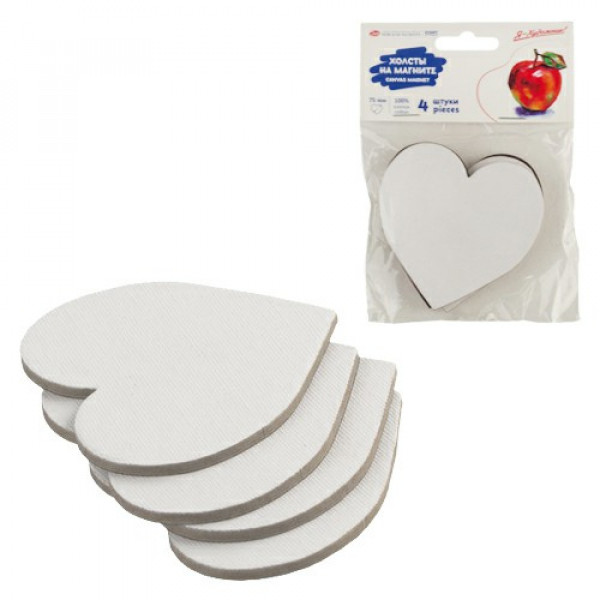 Набор холстов на магните "Я-Художник!" сердце 7,5см,100% хлопок, 4шт.