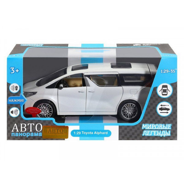 Машина ин. мет.Toyota Alphard, белая.свет.звук