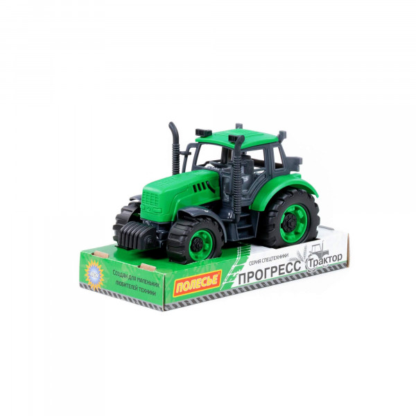 Трактор Прогресс инерц, зеленый в лотке