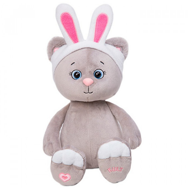 Мягкая игрушка Котик Грей  в повязке 25 см