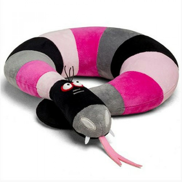 Игрушка-подушка для шеи змея Фрида 40см розовый