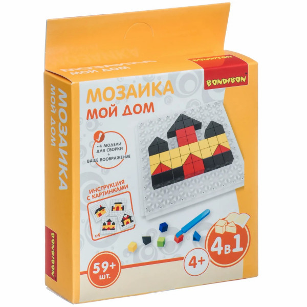 Логическая, разв. игра Мозаика "МОЙ ДОМ", 59дет.