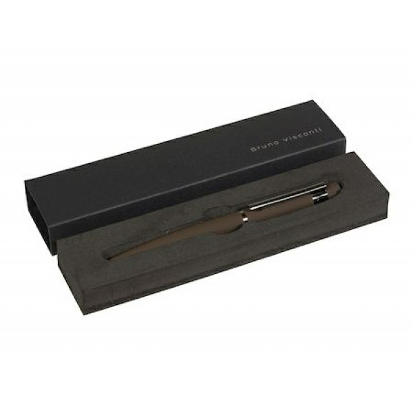 Ручка "VERONA" в подар.футляре 1,0 ММ, СИНЯЯ (корпус коричневый, футляр черный)
