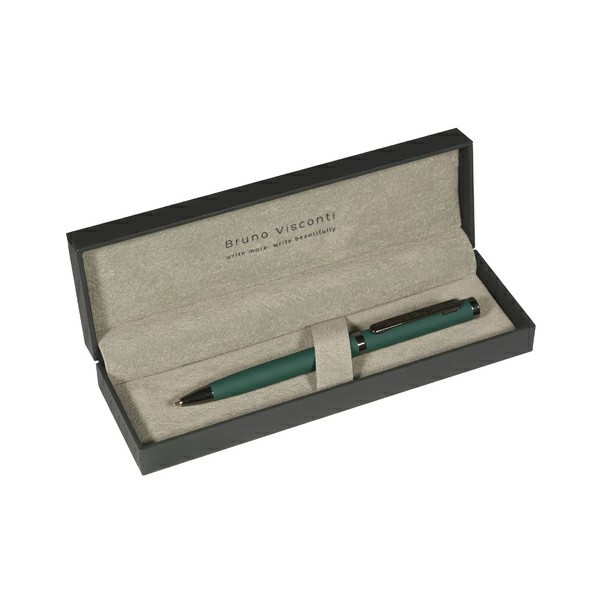 Ручка "FIREENZE" в SOFT TOUCH футляре 1,0 ММ, СИНЯЯ (корпус зеленый, футляр черный)