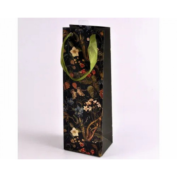 Пакет подар.  ПОД БУТЫЛКУ PREMIUM "FLORA.ЛЕСНЫЕ ЯГОДЫ", 12.3 x 36 x 9 см