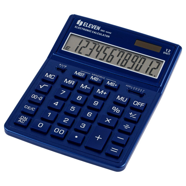 Калькулятор Eleven SDC-444X-NV, 12 разр, двойное питание, 155*204*33мм, темно-синий