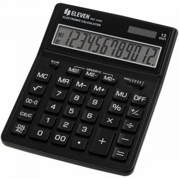 Калькулятор Eleven 12 разр, двойное питание, 155*204*33мм, черный