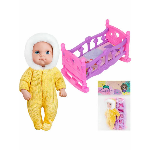 Пупс Miss Kapriz с кроваткой в пак. 21см.