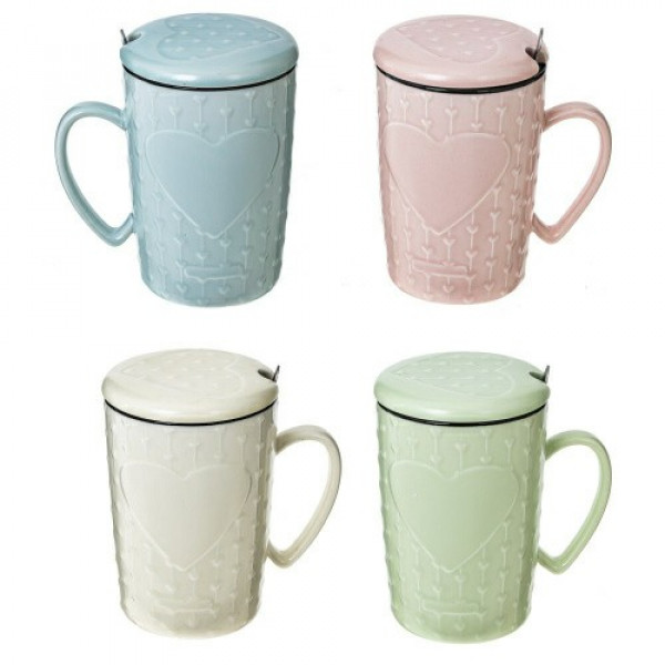 Кружка с крышкой и ложкой 400мл 11.5*8,5*13 см