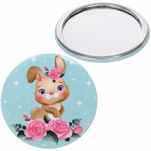 Зеркало косметическое круглое  "Коллекция Марципан".зайчик.7,5 см