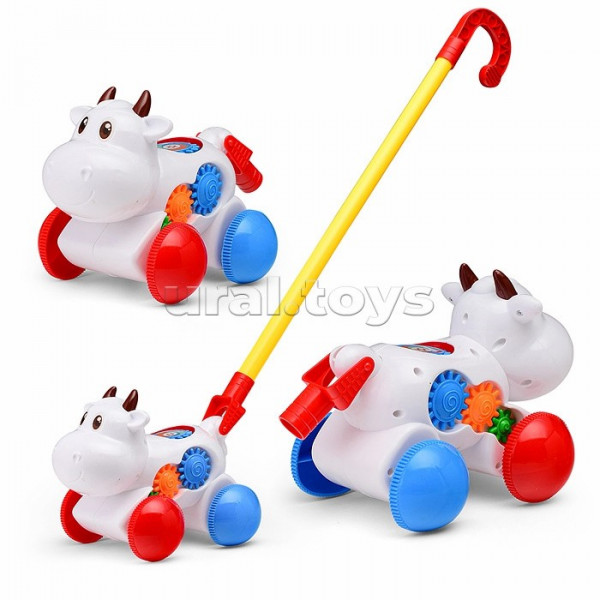 Каталка "Коровка Бурёнка" муз.в пакете