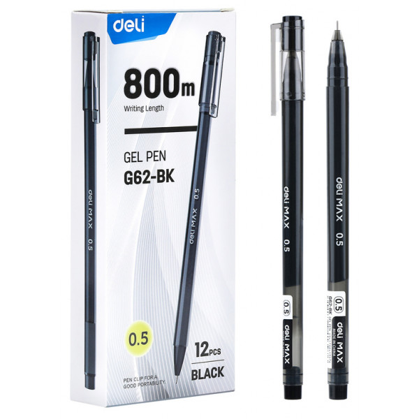 Ручка гел. Deli MaX черная 0,5мм