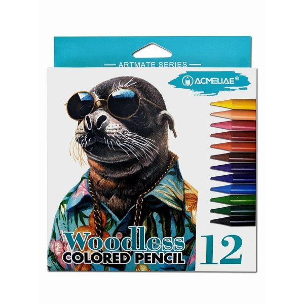 Набор бездревесных цветных карандашей ACMELIAE 12цв. в картонном футляре (Тюлень)