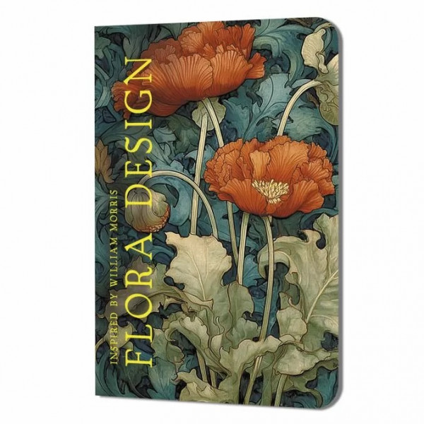 Блокнот flora design by William morris (красные маки)